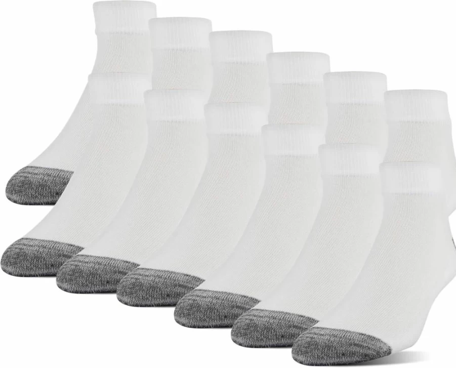 Gildan Men's Low Cut Cushioned Socks 12-Pack, Breathable Polyester Blend Athletic Socks for Daily Wear