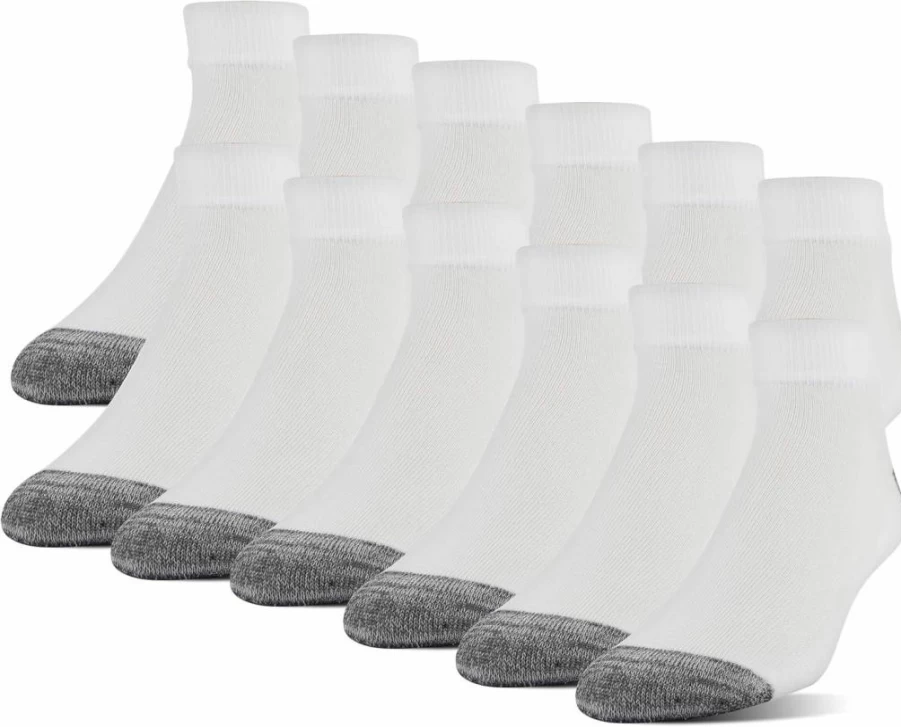 Gildan Men's Low Cut Cushioned Socks 12-Pack, Breathable Polyester Blend for Comfort & Durability