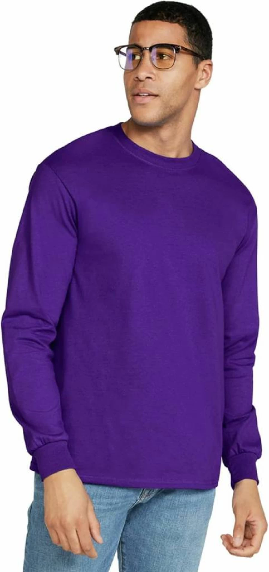 Gildan G2400 Ultra Cotton Long Sleeve T-Shirt Multipack for Adults - Soft Bulk Crewneck Tees