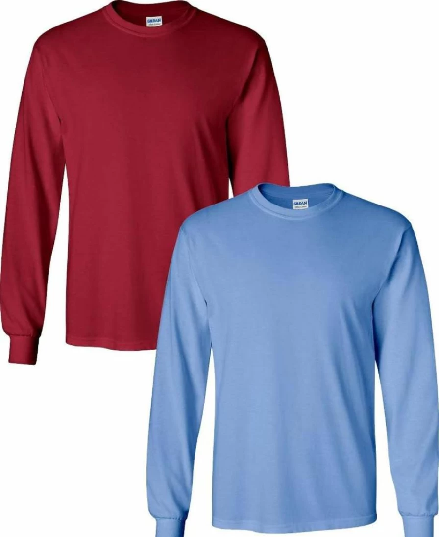 Gildan G8400 DryBlend Long Sleeve T-Shirt 2-Pack, Moisture-Wicking Adult Crewneck Shirts, Bulk Cotton Comfort Tees